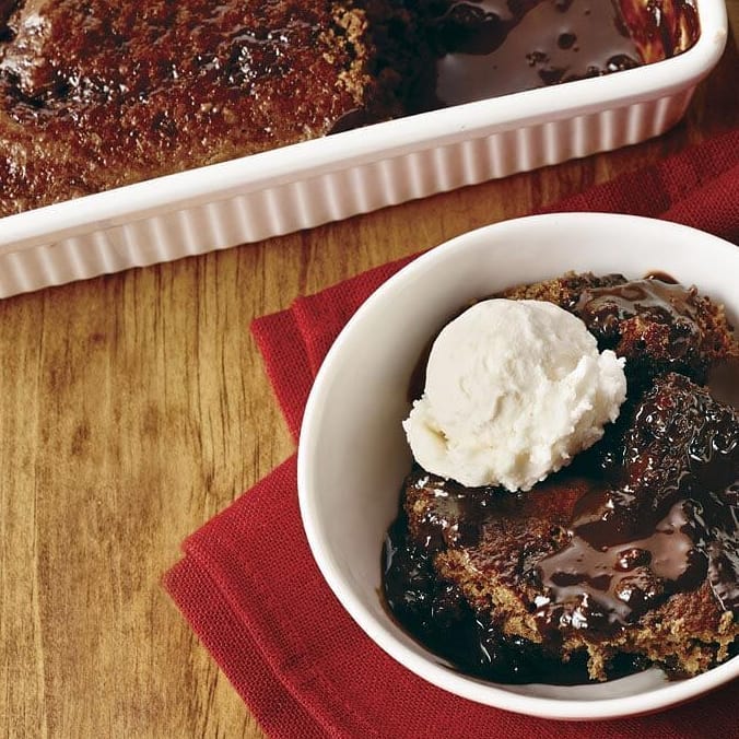 Brownie Pudding recipe from the Hollyhock cookbook