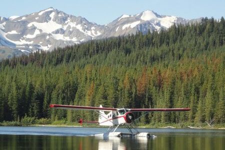 Seaplane landing in Cortes Island