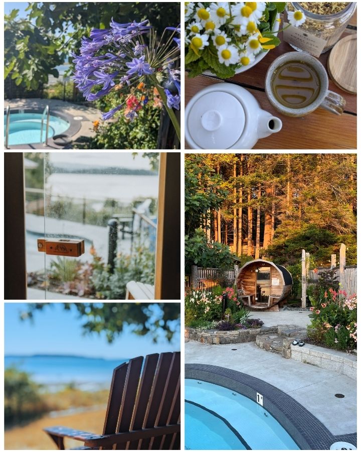 Enjoy the hot tub, sauna, gardens and lounge by the sea at Hollyhock